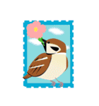 かわいい鳥たちの切手風スタンプ（個別スタンプ：21）