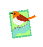 かわいい鳥たちの切手風スタンプ（個別スタンプ：35）