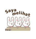 Cute rabbit stickers name, Dewi / デヴィ（個別スタンプ：36）