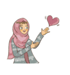 Muslim hijab kawaii girl Eng（個別スタンプ：3）