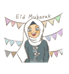 Muslim hijab kawaii girl Eng（個別スタンプ：6）