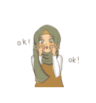 Muslim hijab kawaii girl Eng（個別スタンプ：15）