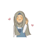 Muslim hijab kawaii girl Eng（個別スタンプ：19）