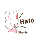 Cute rabbit stickers name, Sherly（個別スタンプ：5）