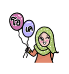 Little Girl Hijab Muslim Thai ver.（個別スタンプ：24）