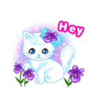 ハワイのお花大好き白猫ちゃん英語版（個別スタンプ：7）