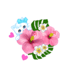 ハワイのお花大好き白猫ちゃん英語版（個別スタンプ：13）