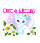 ハワイのお花大好き白猫ちゃん英語版（個別スタンプ：18）