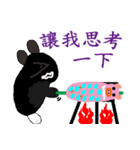 black white socks bunny with pig veg out（個別スタンプ：15）