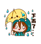 Love to wear hoodie rainy day girl 1（個別スタンプ：30）