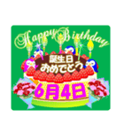 6月の誕生日♥日付入り♥ケーキでお祝い♪2（個別スタンプ：4）