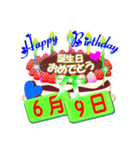 6月♥日付入り☆誕生日ケーキ♥でお祝い♪3（個別スタンプ：9）
