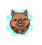【ハワイアン】ご機嫌な豚（個別スタンプ：3）