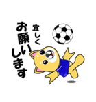 柴犬のサッカー(青シャツ)（個別スタンプ：16）