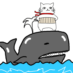 [LINEスタンプ] 鯨に乗ったデブ猫