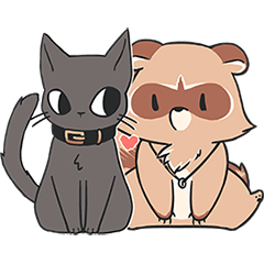 [LINEスタンプ] Raccoon and cat