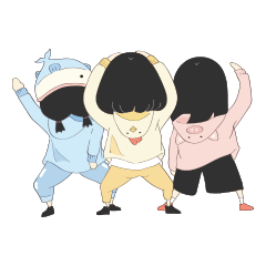 [LINEスタンプ] the daily of three girls and animals