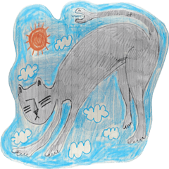 [LINEスタンプ] The gray cat looks like angry