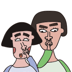 [LINEスタンプ] Ugly face girl love grimace 1