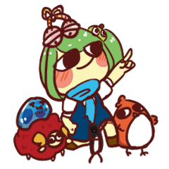 [LINEスタンプ] pinpin and little monster