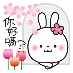 [LINEスタンプ] 春♥️花うさちゃん［中国語繁体字］の画像（メイン）