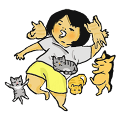 [LINEスタンプ] K. with her dog and cat's lol life part2