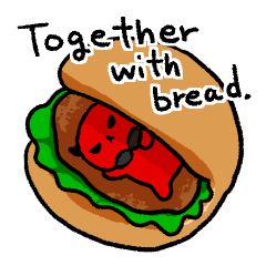 [LINEスタンプ] Together with bread.(English version)