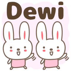 Cute rabbit stickers name, Dewi / デヴィ