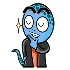 [LINEスタンプ] Blue Geckos Thick Eyebrow: Expression 1