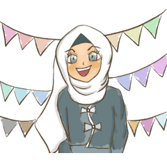 [LINEスタンプ] Muslim hijab kawaii girl Eng