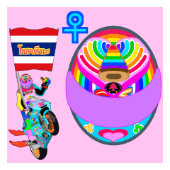 [LINEスタンプ] Moto Race Rainbow-colored Riders 31 @04の画像（メイン）