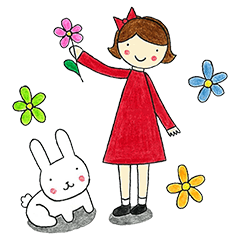 [LINEスタンプ] 女の子とうさぎ (毎日)