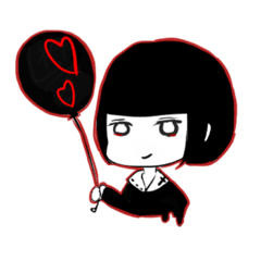 [LINEスタンプ] 黒風船の女の子