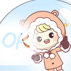 [LINEスタンプ] Woolie Cute Girl In A Snowglobeの画像（メイン）