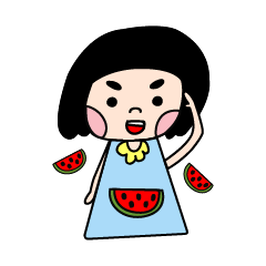 [LINEスタンプ] Baibao Bag watermelon girl