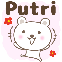 Cute bear stickers name, Putri