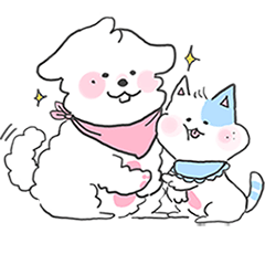 [LINEスタンプ] peach puppy ＆ half moon cat (baby ver)
