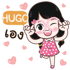 [LINEスタンプ] HUGO cute glasses girl e