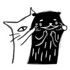 [LINEスタンプ] カワウソと猫