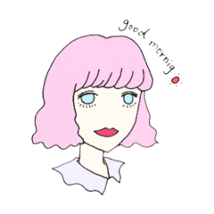 [LINEスタンプ] ピンクボブgirl