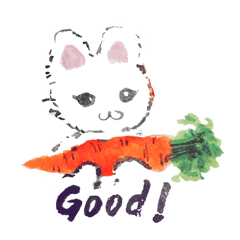 [LINEスタンプ] water painting-rabbit