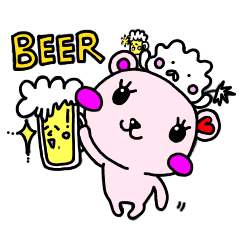 [LINEスタンプ] ぴんくのくま♡ビール大好き