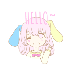 [LINEスタンプ] 動物の女の子（ハムスター、猫、ウサギ）