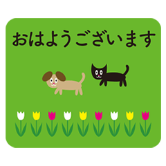 [LINEスタンプ] 花 いぬ ねこ 散歩（丁寧・敬語）