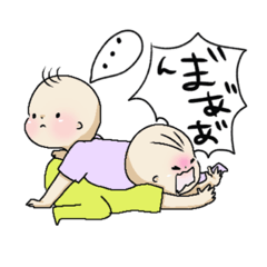 [LINEスタンプ] 喃語の双子とたまに姉兄