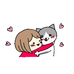 [LINEスタンプ] ハチワレ猫と女の子の画像（メイン）